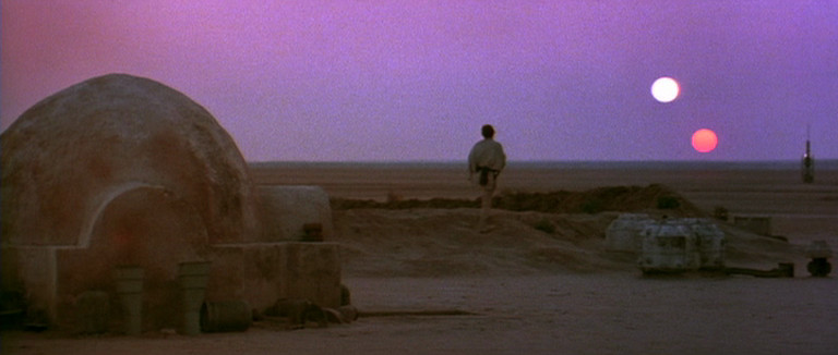 The “Binary Sunset” scene in Star Wars: A New Hope