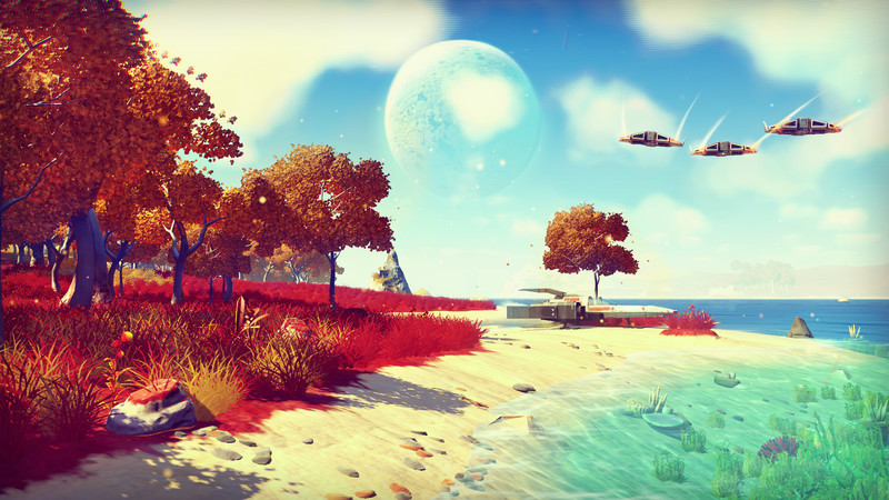 A beach on a planet in No Man’s Sky
